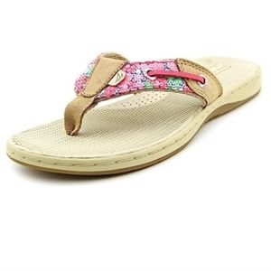 Sperry Seafish Linen / Teaberry Flip Flop Sandals